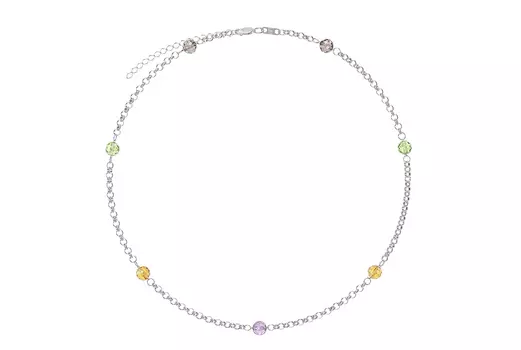 Колье «Тонда крупный мультиколор», серебряное Krastsvetmet