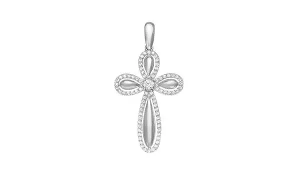 Крест серебряный Delta с фианитами