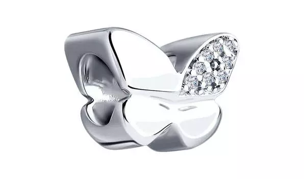 Подвеска-бегунок серебряная Sokolov «Бабочка» с фианитами