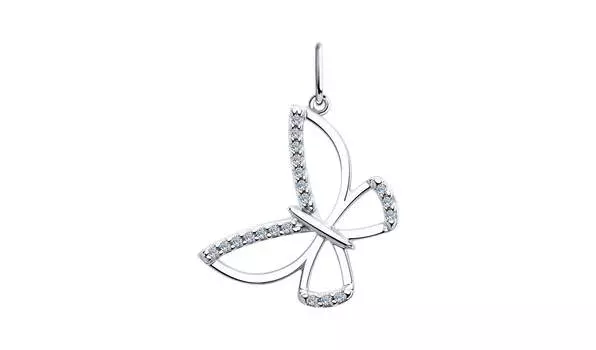 Подвеска серебряная Diamant «Бабочка» с фианитами