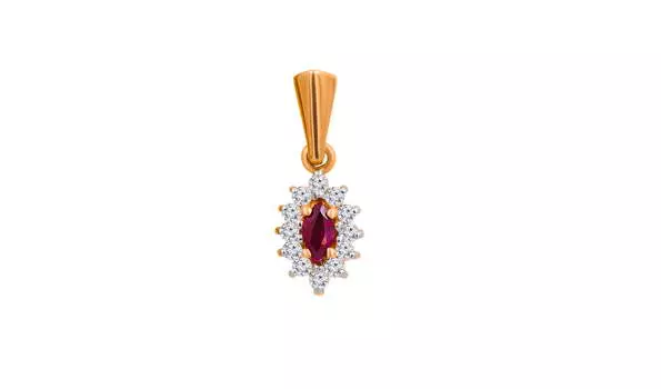 Подвеска золотая Эльтон с бриллиантами и рубином