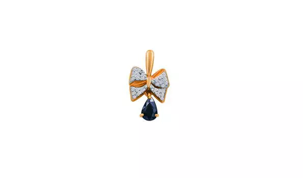 Подвеска золотая Эльтон с бриллиантами и сапфиром