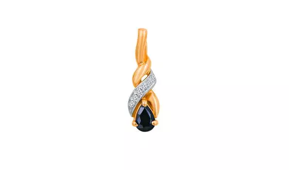 Подвеска золотая Эльтон с сапфиром и бриллиантами