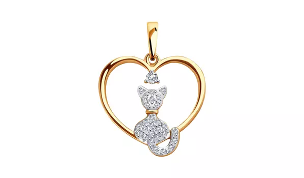 Подвеска золотая Sokolov «Кошка» с фианитами