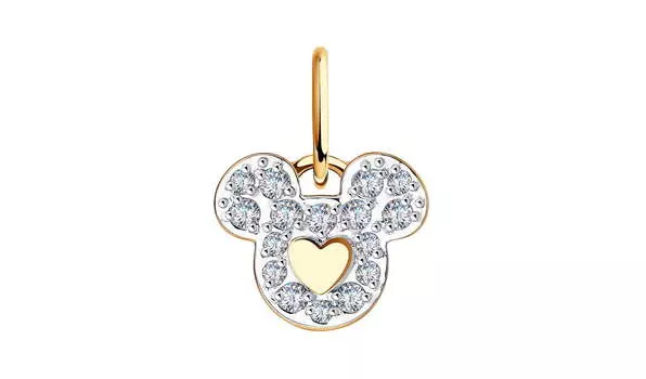 Подвеска золотая Sokolov «Микки» с фианитами