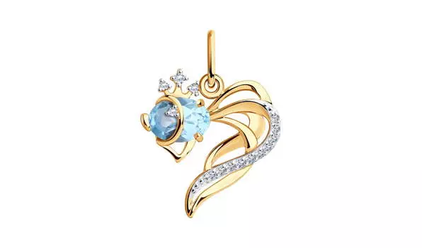 Подвеска золотая Sokolov «Рыбка» с топазом и фианитами