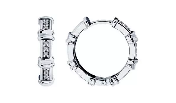 Серьги-конго серебряные Diamant с фианитами