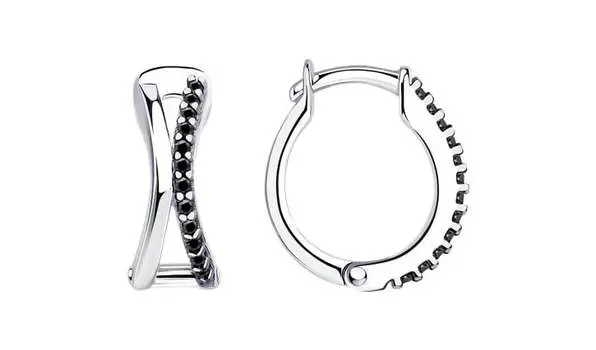 Серьги-конго серебряные Diamant с фианитами