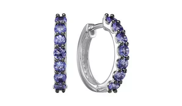 Серьги-конго серебряные Империал с танзанитами