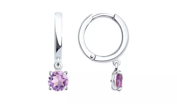 Серьги-конго серебряные Sokolov с аметистами