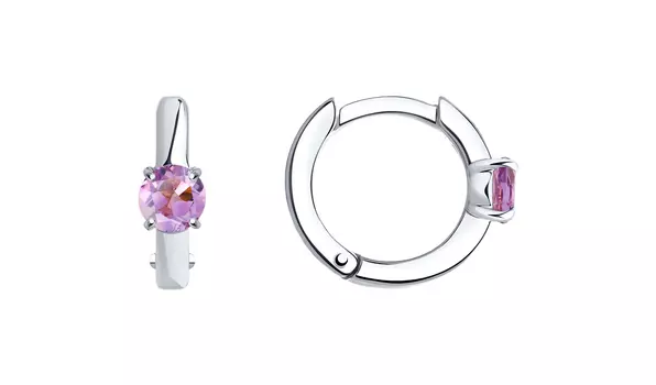 Серьги-конго серебряные Sokolov с аметистами