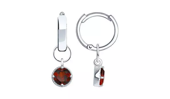 Серьги-конго серебряные Sokolov с гранатами