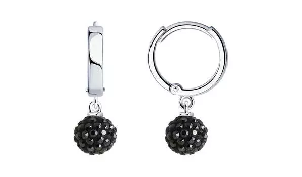 Серьги-конго серебряные Sokolov с кристаллами