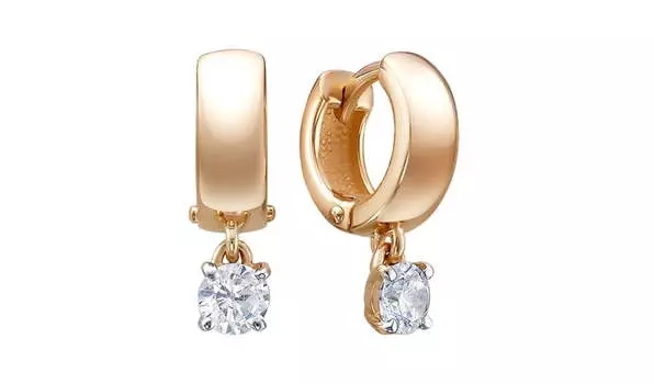 Серьги-конго золотые Delta с фианитами