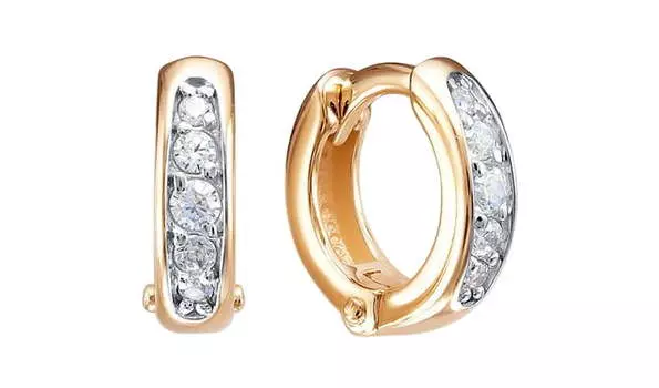 Серьги-конго золотые Delta с фианитами