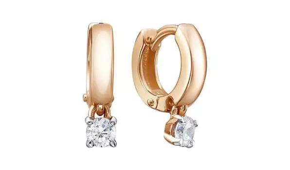 Серьги-конго золотые Delta с фианитами