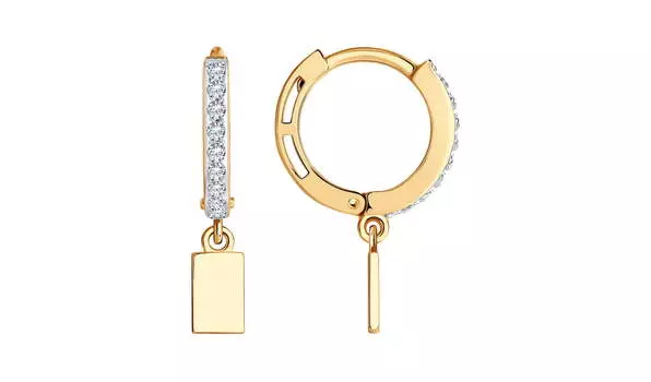 Серьги-конго золотые Sokolov с фианитами