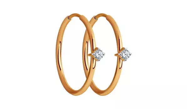 Серьги-конго золотые Sokolov с фианитами