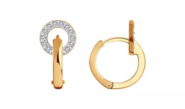 Серьги-конго золотые Sokolov с фианитами