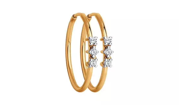 Серьги-конго золотые Sokolov с фианитами