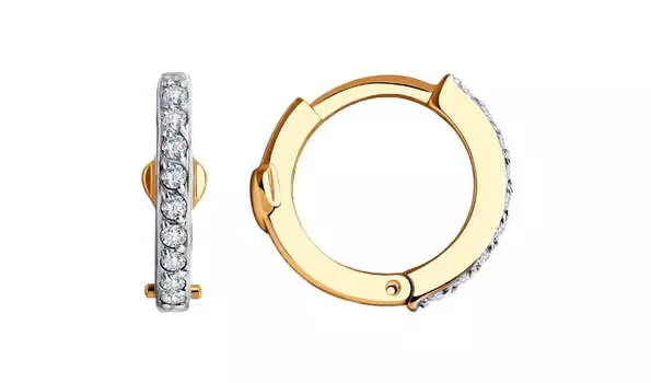 Серьги-конго золотые Sokolov с фианитами