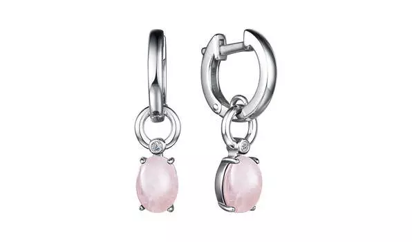Серьги серебряные Алькор с кварцем и фианитами