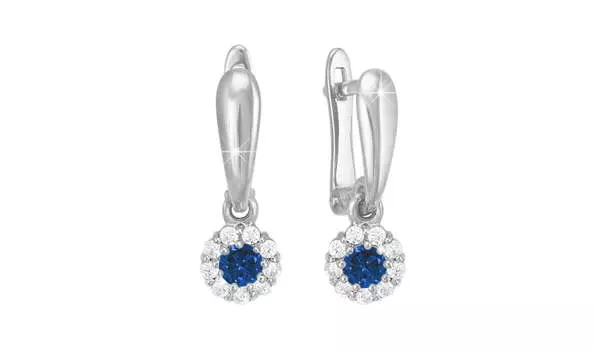 Серьги серебряные Delta с фианитами и кварцем