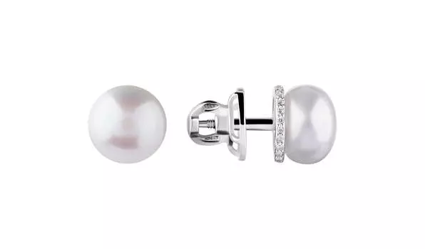 Серьги серебряные Delta с жемчугом и фианитами