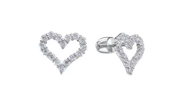 Серьги серебряные Delta «Сердце» с фианитами