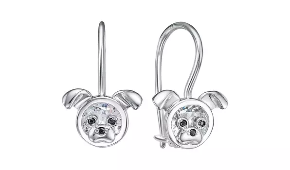 Серьги серебряные Delta «Щенок» с фианитами