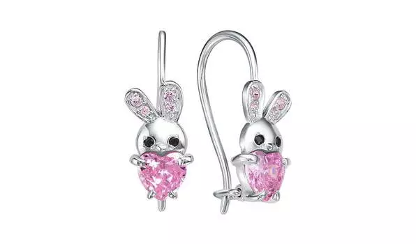 Серьги серебряные Delta «Зайка» с фианитами