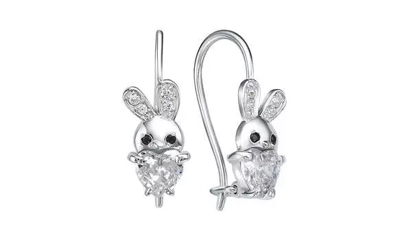Серьги серебряные Delta «Зайка» с фианитами