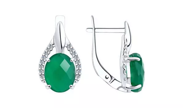 Серьги серебряные Diamant с агатами и фианитами