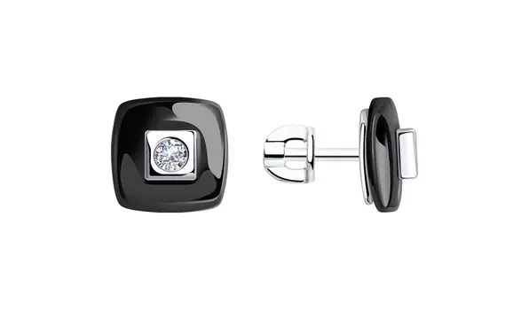 Серьги серебряные Diamant с керамикой и фианитами