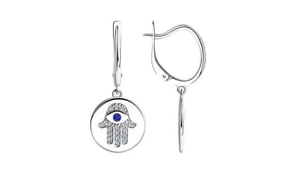 Серьги серебряные SKLV «Всевидящее око» с фианитами