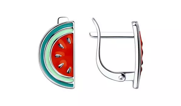 Серьги серебряные Sokolov «Арбуз» с эмалью