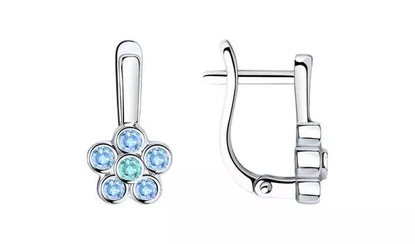 Серьги серебряные Sokolov «Цветы» с фианитами