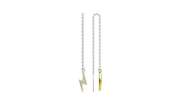 Серьги серебряные Sokolov «Молния» с фианитами