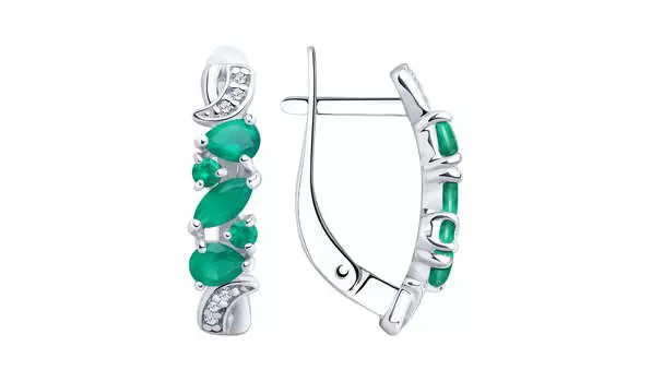 Серьги серебряные Sokolov с агатами и фианитами