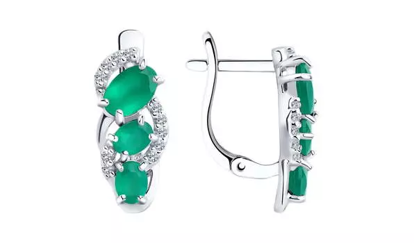 Серьги серебряные Sokolov с агатами и фианитами