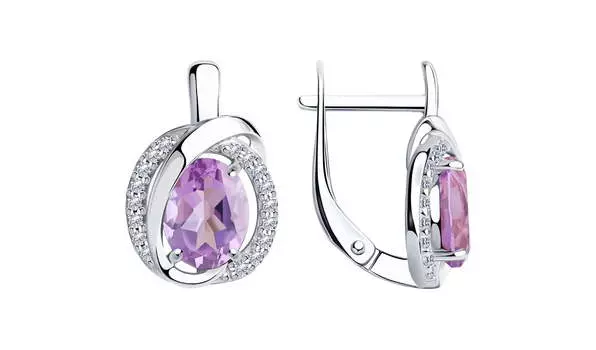 Серьги серебряные Sokolov с аметистами и фианитами