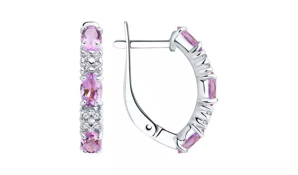 Серьги серебряные Sokolov с аметистами и фианитами