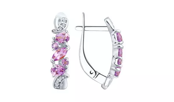 Серьги серебряные Sokolov с аметистами и фианитами