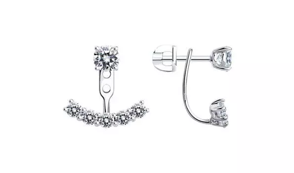 Серьги серебряные Sokolov с фианитами