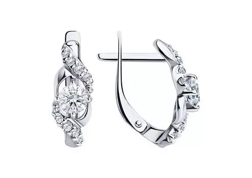 Серьги серебряные Sokolov с фианитами