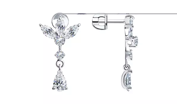 Серьги серебряные Sokolov с фианитами