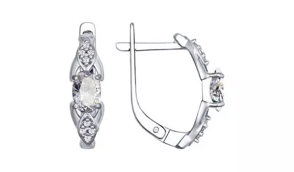 Серьги серебряные Sokolov с фианитами