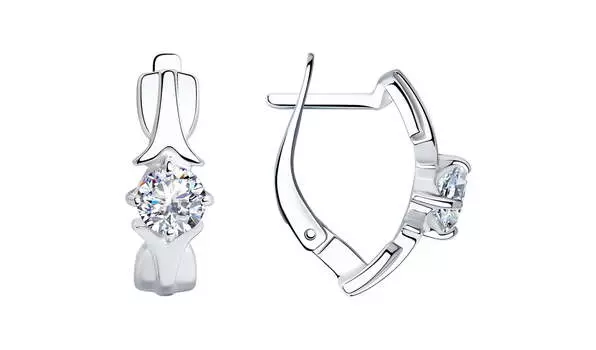 Серьги серебряные Sokolov с фианитами