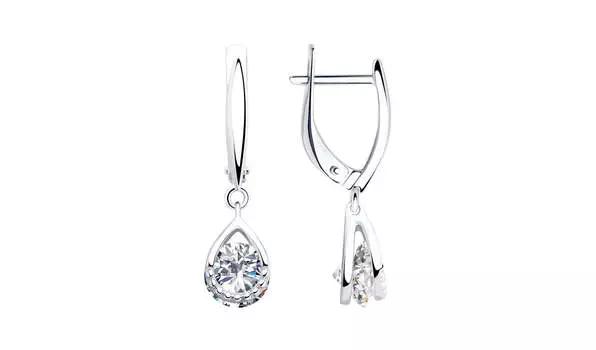 Серьги серебряные Sokolov с фианитами