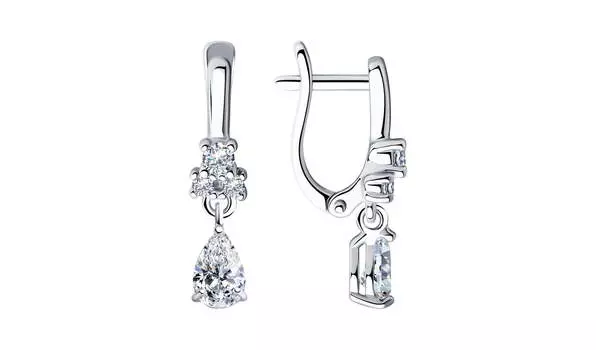 Серьги серебряные Sokolov с фианитами